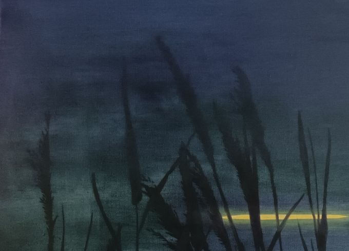 110x80 cm olie på lærred. Motiv fra Venø . 7000,-